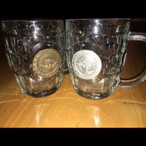 Two Claddagh Irish Beer mugs.